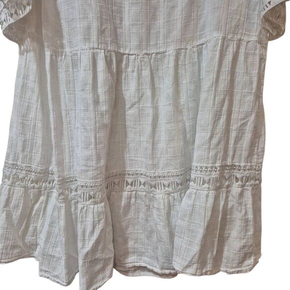 Knox Rose Women's White Cotton Peasant Dress - Picture 7 of 16